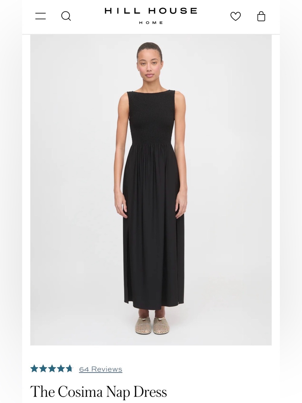 Hill House Cosima Maxi Nap Dress — Black Jersey Size Small